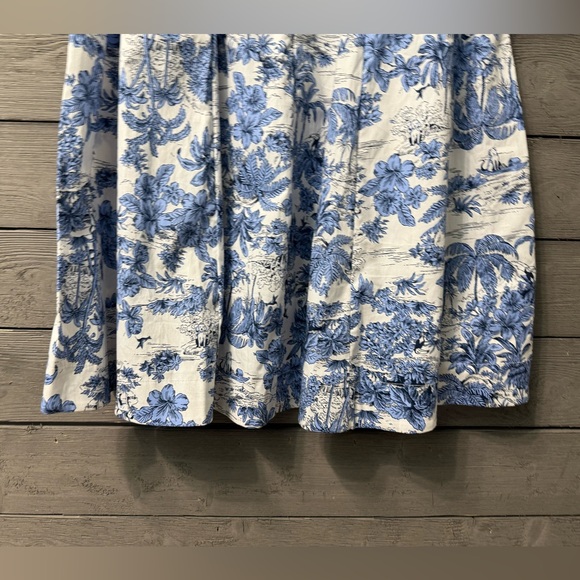NWOT Joie White Blue Hawaiian Print Cap Sleeve Fit & Flare Midi Dress Sz 4 - Picture 9 of 14